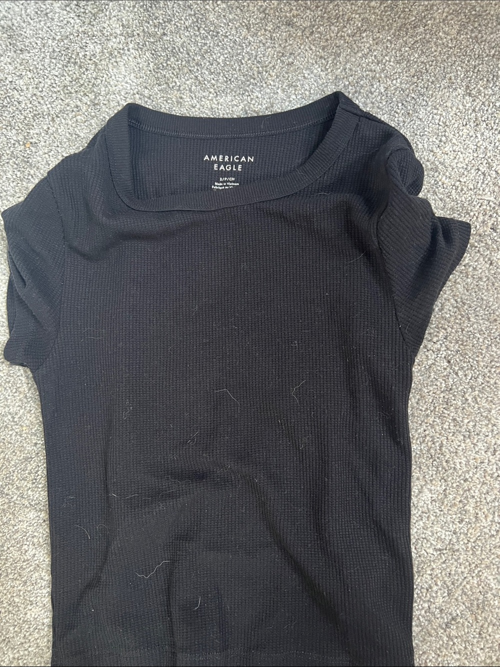 American Eagle Outfitters Black Ribbed Crewneck Short Sleeve Top
